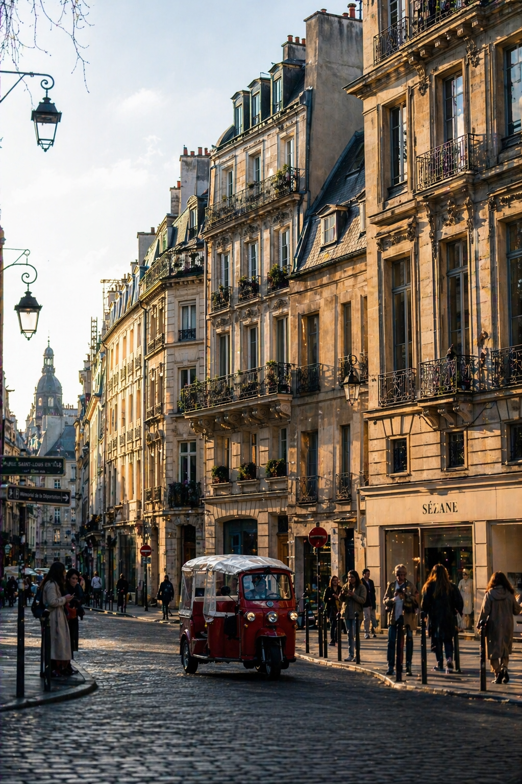 Rue haussmannienne typique de Paris